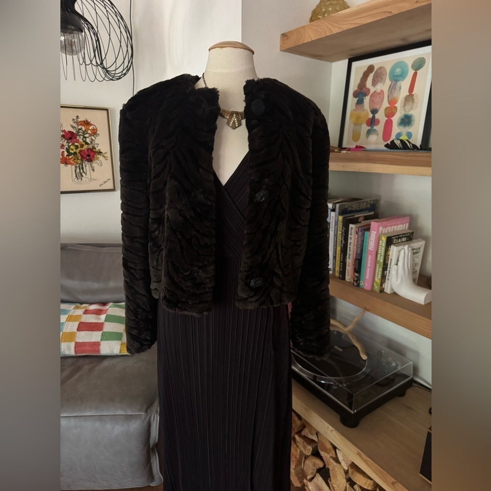 Vintage Boxy Handmade Faux Fur Zebra Print Jacket - Picture 11 of 13